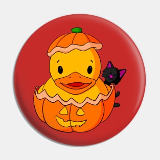 Jack O' Lantern Rubber Duck Pin