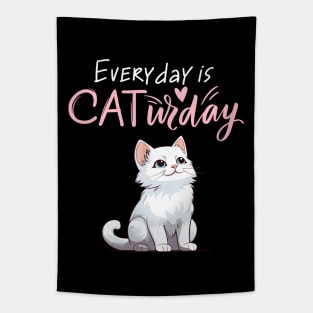 Everyday Is Caturday Quote For Cat Lovers Tapestry