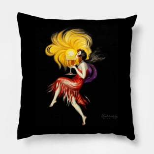 Woman Red Dress Holding Glass Cognac 1927  Leonetto Cappiello Pillow