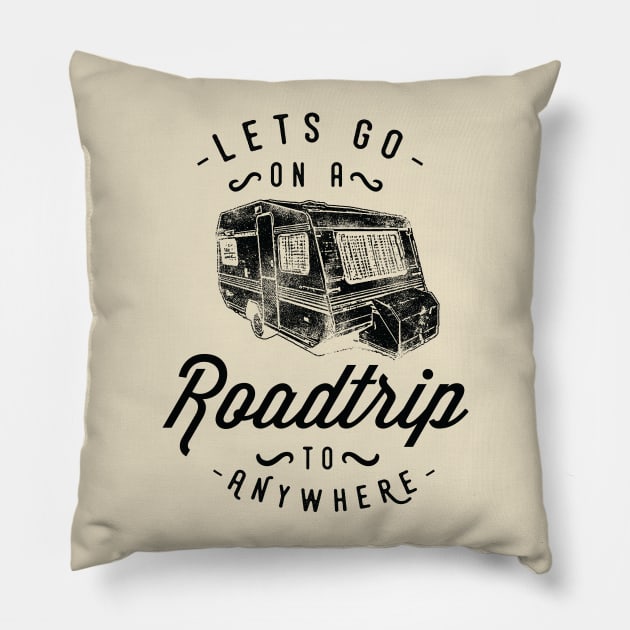 Let's Go on a Road Trip Vintage Design Pillow by Jarecrow 