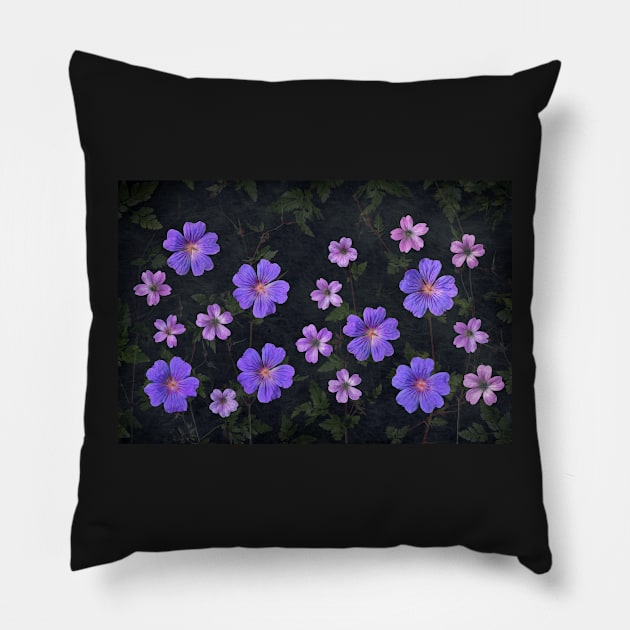 Geranium Collage4 Pillow by TonyNorth