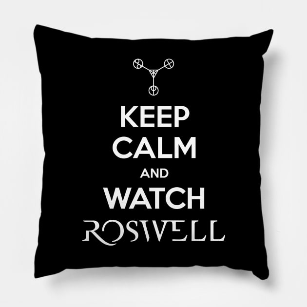 Keep Calm and Watch Roswell Pillow by BadCatDesigns