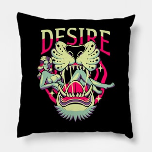 Girl Tiger Vintage Traditional Tattoo Pillow