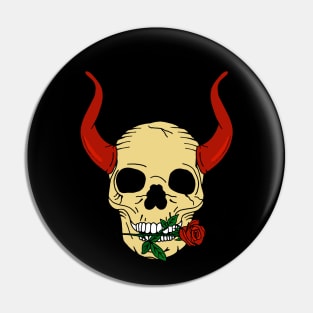 Romantic Devil Skull with Rose Pin