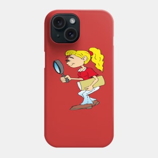 schoolgirl with magnifying glass Phone Case