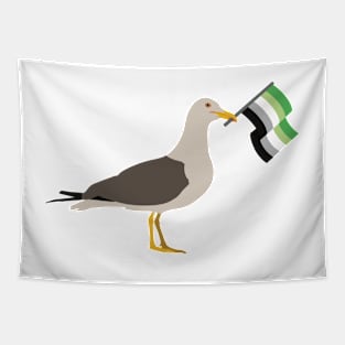 Seagull Holding Aromantic Pride Flag Tapestry