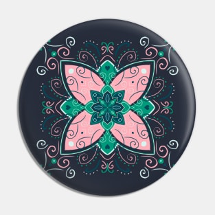 Pink and navy flower mandala Pin