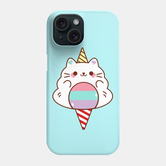 Magical Unicorn Cat Kitten Cotton Candy Phone Case by mintcorner