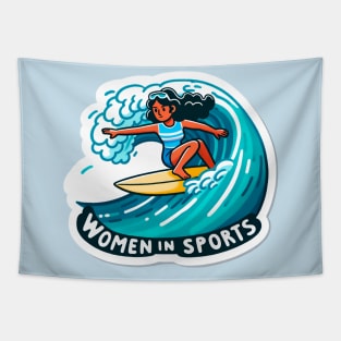 Wave Warrior: Women in Sports Female Surfer Tapestry