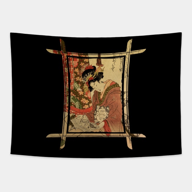 Vintage Japanese Geisha Retro Symbol Text Kanji Love Japan 326 Tapestry by dvongart