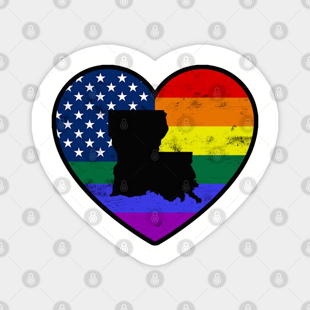 Louisiana United States Gay Pride Flag Heart Magnet by TextTees