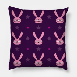 Pink rabbit and different stars pattern Pillow