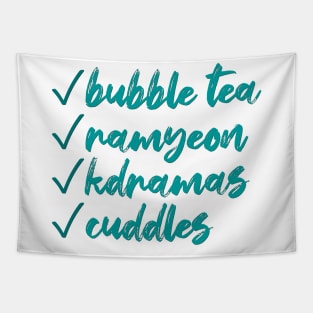 Bubble Tea, Ramyeon, K-dramas and Cuddles Tapestry