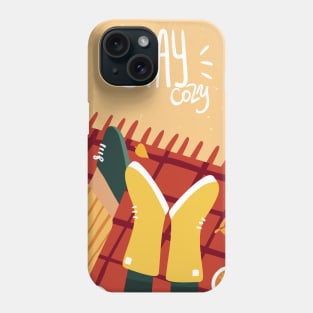 couple on plaid with mulled wine Phone Case