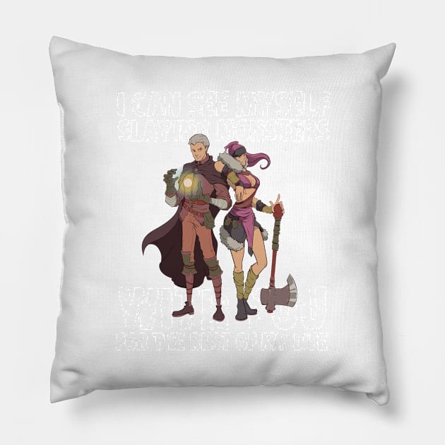 Roleplaying RPG Couple Gift Valentines Day Barbarian Wizard Pillow by TellingTales