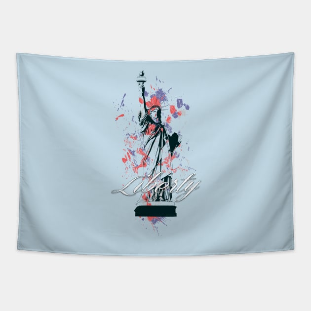 Paint Splatter Statue of Liberty Tapestry by Verboten