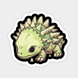 Scary Chibi Stegosaurus Isometric Dinosaur Skeleton Magnet