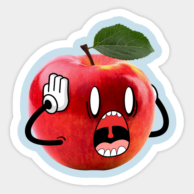 An Apple in Panic Funny Real Life Doodle - Apple - Sticker | TeePublic An Apple in Panic Funny Real Life Doodle - Apple - Sticker | TeePublic