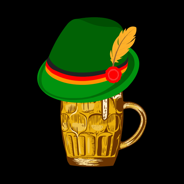 Oktoberfest Beer With Traditional German Hat by Xeire