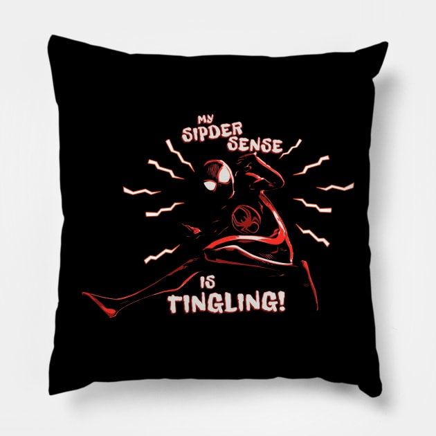 miles - sinse is tingling Pillow by Thermul Bidean