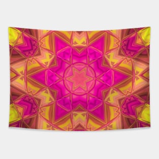 Mosaic Kaleidoscope Flower Pink and Yellow Tapestry