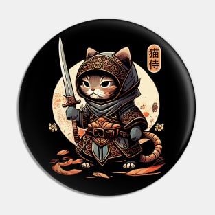 Samurai Cat Tattoo, Kawaii Ninja Cat Pin