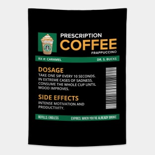 Funny Caramel Frappuccino Prescription Label for medical and nursing students, nurses, doctors, and health workers who are coffee lovers Tapestry