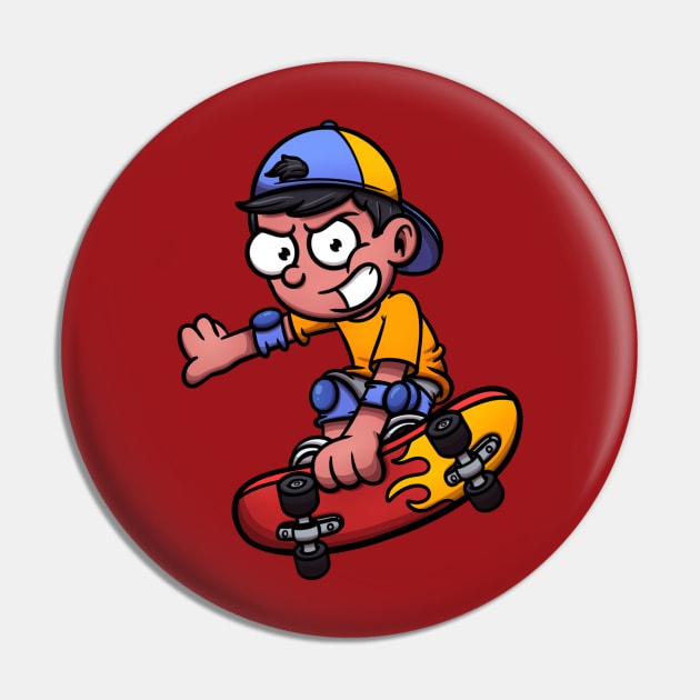 Cool Teenage Boy Skateboarding Pin by TheMaskedTooner