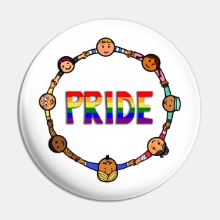 Group of People Holding Hands Gay Pride Pin