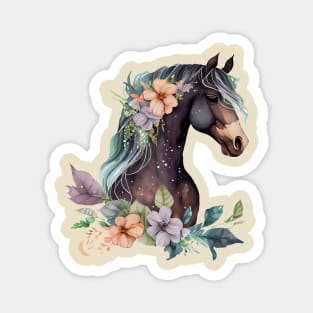 Horse Head Art With Flowers Pretty Bojo For Animal Lovers Magnet