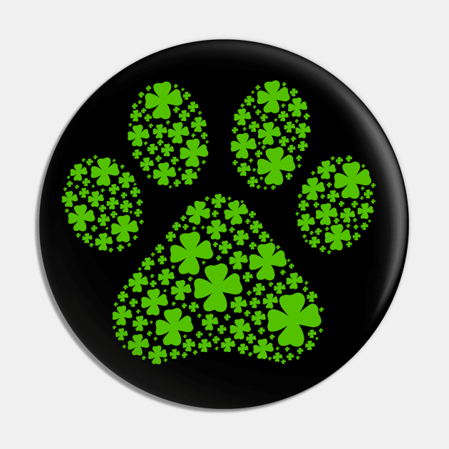 Shamrock Lucky Pawprint Pin by Art by Deborah Camp