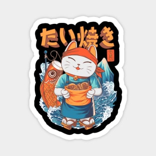 Japanese Food Fish Waffle Neko Magnet