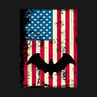 Bat American Flag USA Patriotic 4th Of July Gifts T-Shirt