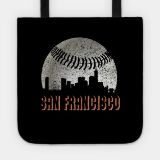 Vintage San Francisco Downtown Skyline Baseball For Game Day Tote