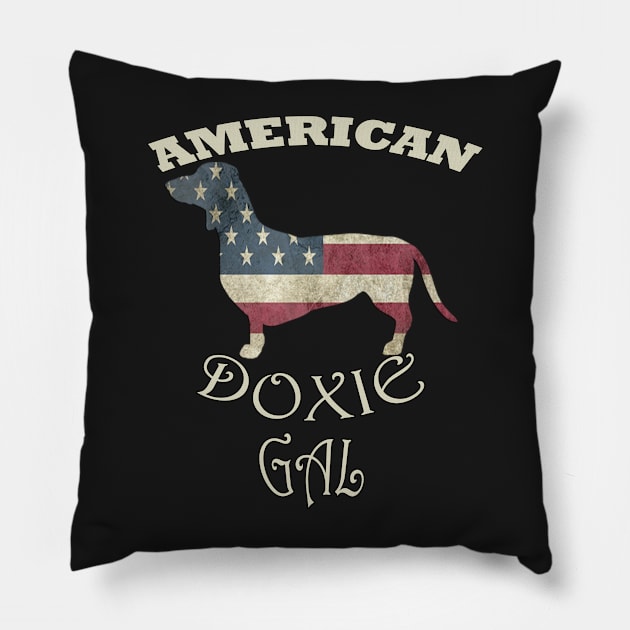 Dachshund Patriotic Quote American Doxie Gal USA Flag Wiener Gift Pillow by tamdevo1