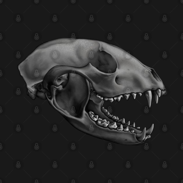 Raccoon Skull B&W by Crude Casey