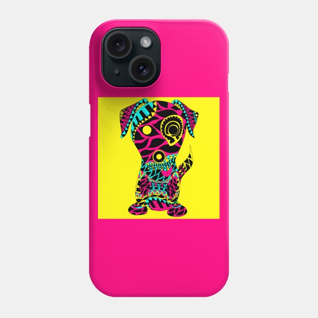 the tribal aztec dog in ecopop pattern Phone Case by jorge_lebeau