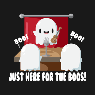 Just Here For The Boos Funny Ukulele Ghost T-Shirt