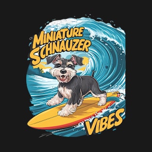 Wave-Riding Miniature Schnauzer Surfing Adventure T-Shirt