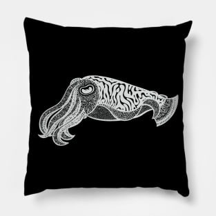 Cuttlefish - hand drawn detailed marine animal design Pillow