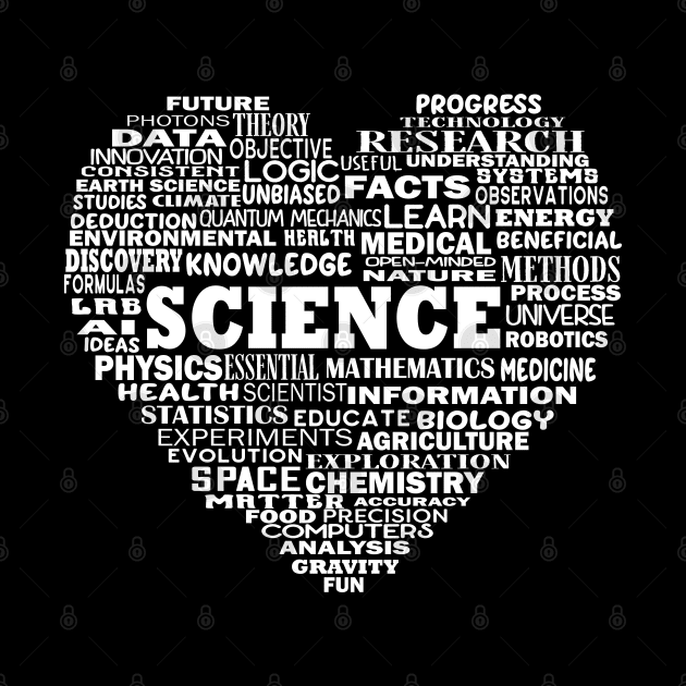 Heart Science Word Cloud in White by Jitterfly