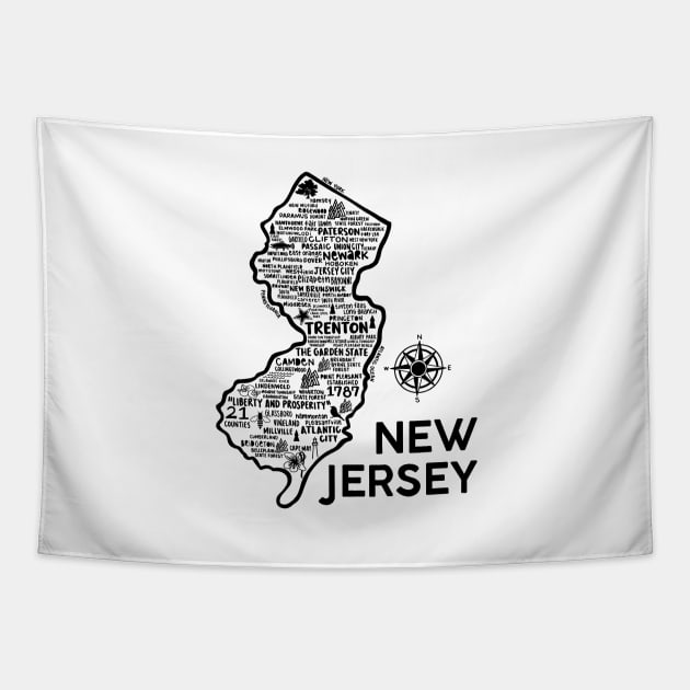 New Jersey Map Tapestry by fiberandgloss