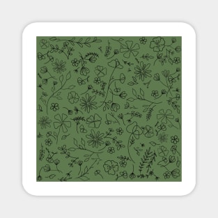 Floral Pattern in Green Magnet