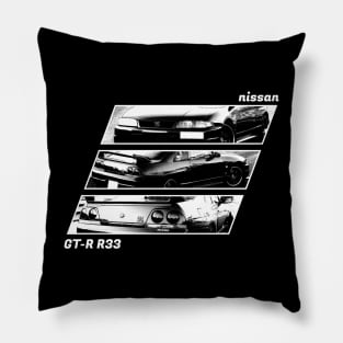 NISSAN SKYLINE GT-R R33 Black 'N White Archive 2 (Black Version) Pillow