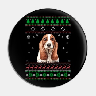 Basset Hound Ugly Christmas Sweater Funny Dog Lover Owner Gifts Pin