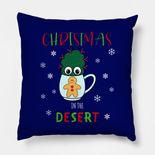 Christmas In The Desert - Small Cactus With Red Spikes In Christmas Mug Pillow