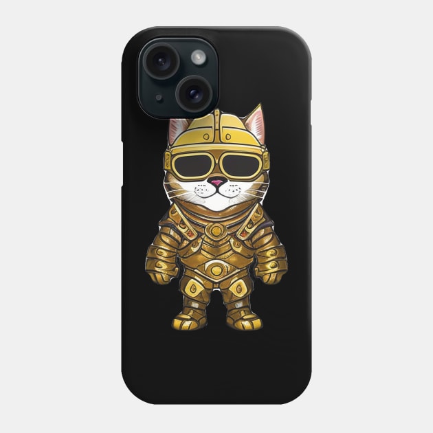 Cute Cartoon Cat Knight in Full Armor for Fantasy Lovers Phone Case by ImaginativeInkPOD