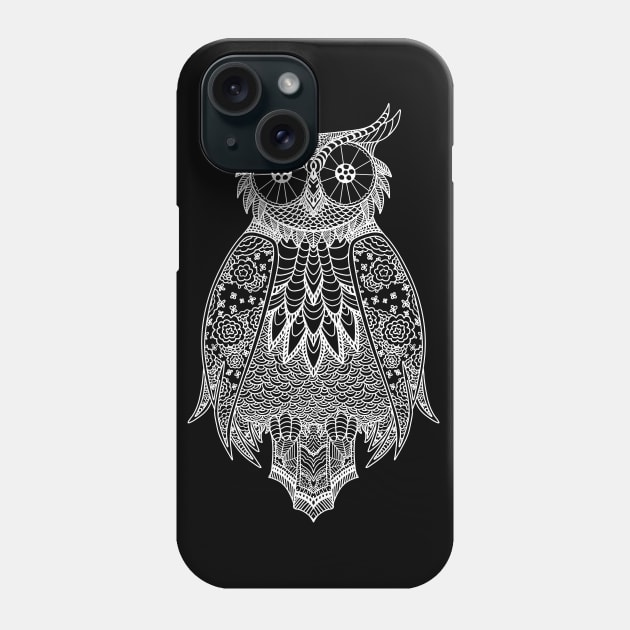 Owl Lineart White Phone Case by ChePanArt