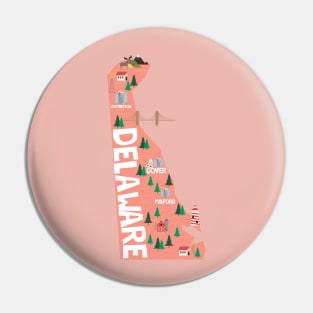 Delaware illustrated map Pin