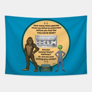 Bigfoot & Little Green Man Track Extinction Tapestry